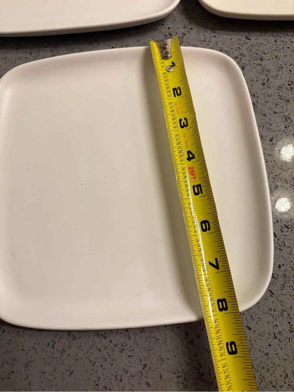 CB2 White Square Stoneware serving plates4 total.